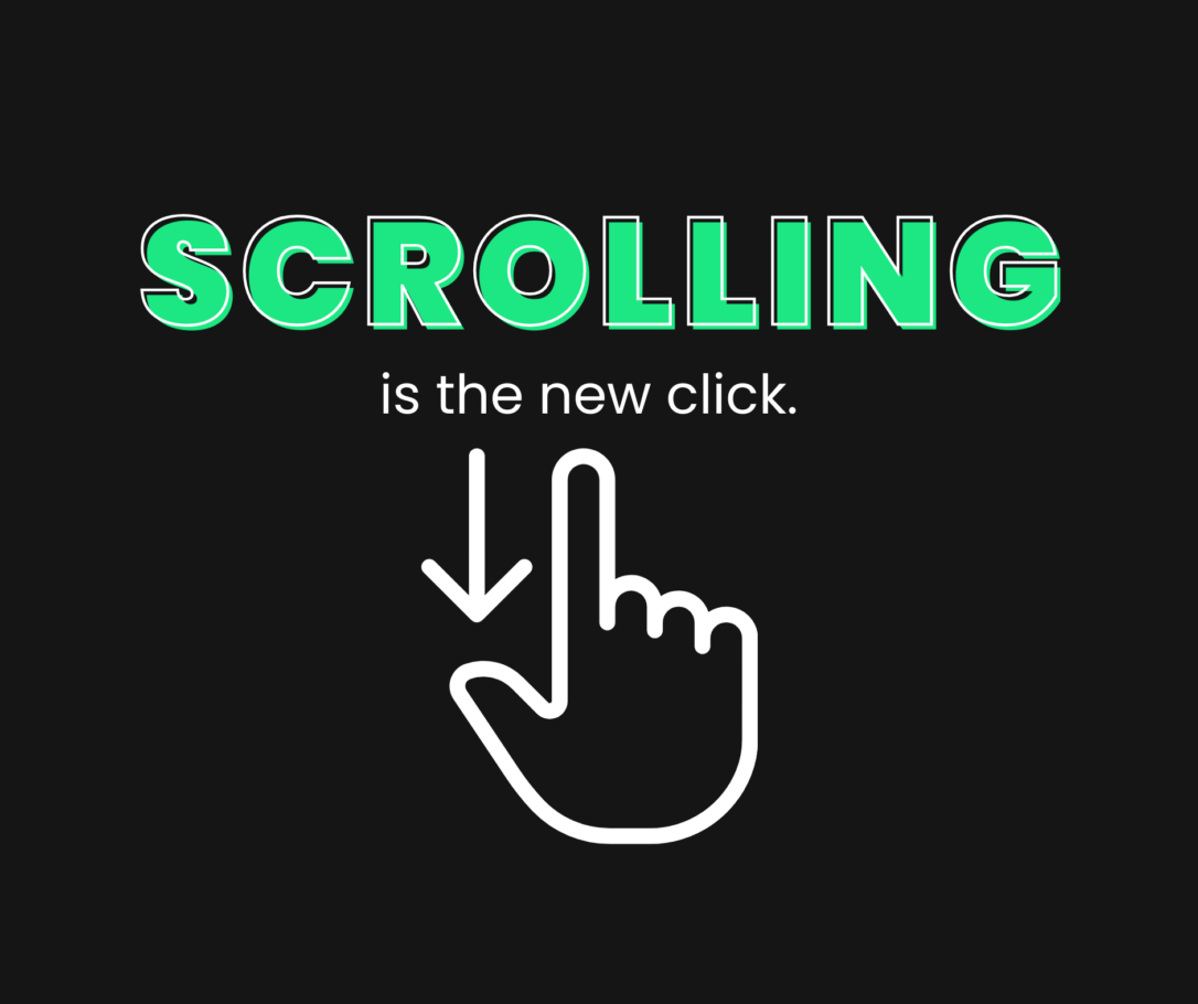 finger scrolling down to show that scrolling is the new click