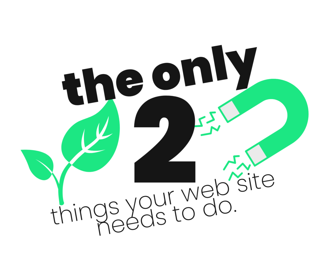 A growing leaf and a magnet attracting particles to visualize the only 2 things your web site needs to do.